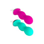 Two vibrant Perifit Care silicone Kegel exercisers by Perifit are showcased for pelvic floor strengthening. One is a bright pink and the other is teal, both designed with a smooth, wavy pattern consisting of three rounded segments that are connected by a white cord. The background is plain white.