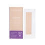 Image of a product package for Yung Bod C-Section Silicone Strips. The purple and white package prominently features the product name and description, highlighting its medical-grade silicone. Beside the box is an unwrapped strip, ideal for postpartum scar healing and effective C-section scar treatment.